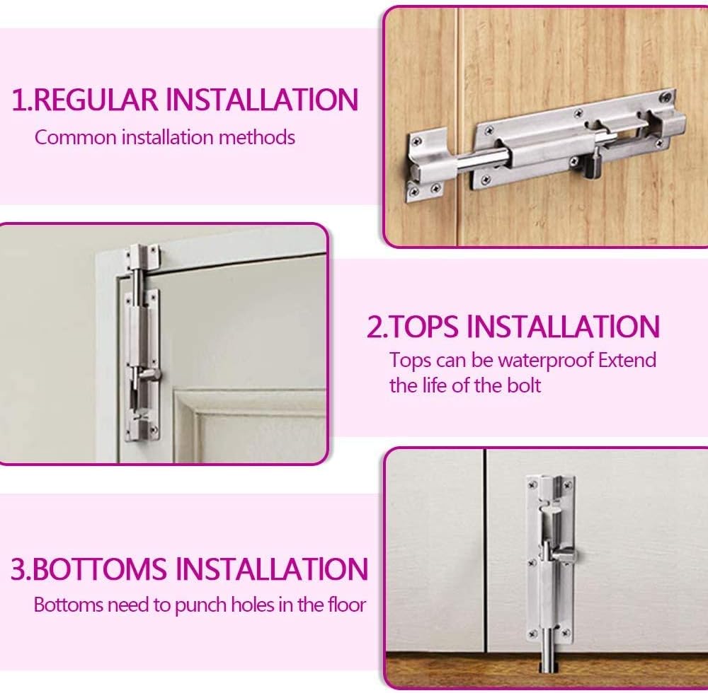 Door Bolts Chrome Stylish Security Multiple packs 3-Inch & 4-Inch Door Bolts Chrome Stylish Security Multiple packs 3-Inch & 4-Inch